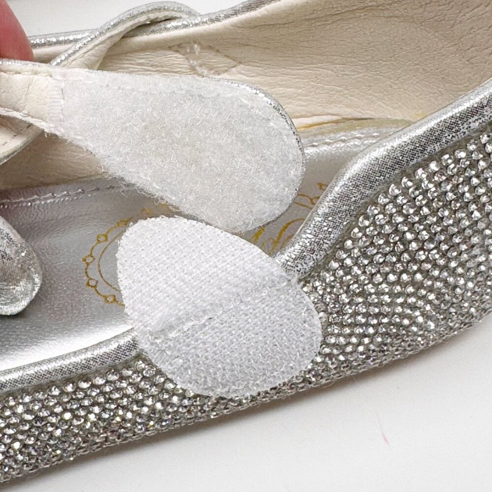 Princess Girls Silver Rhinestone Hook & Loop Mary Jane Shoes  Size 4.5 US 36 EU - Picture 7 of 11